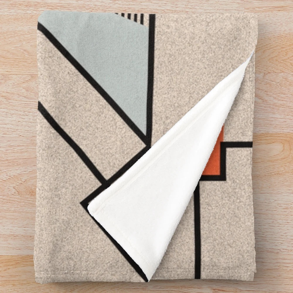 Colorful midcentury modern abstract plush blanket with geometric patterns and bold colors