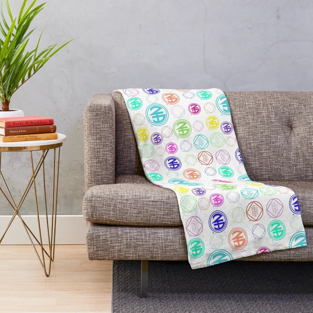 Colorful Narcotics Anonymous inspired plush blanket with symbols and logos