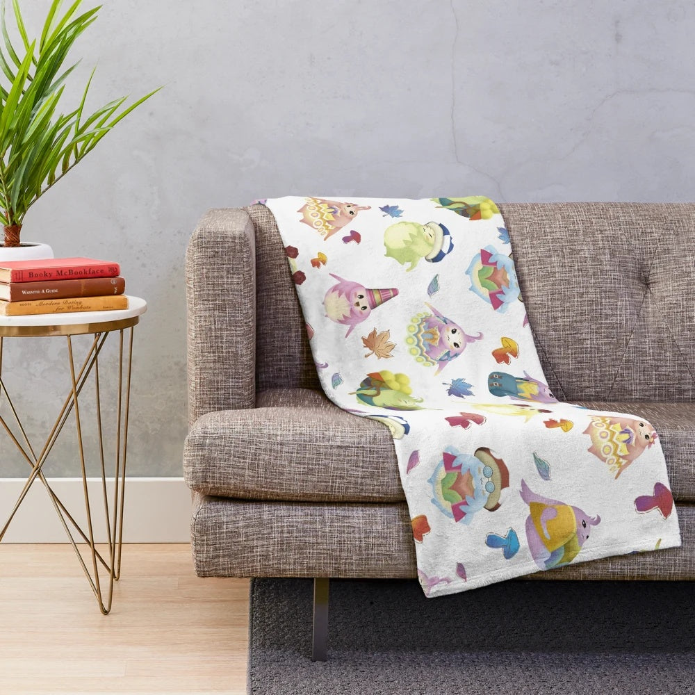 Nopon pattern plush blanket with colorful, nature-inspired design