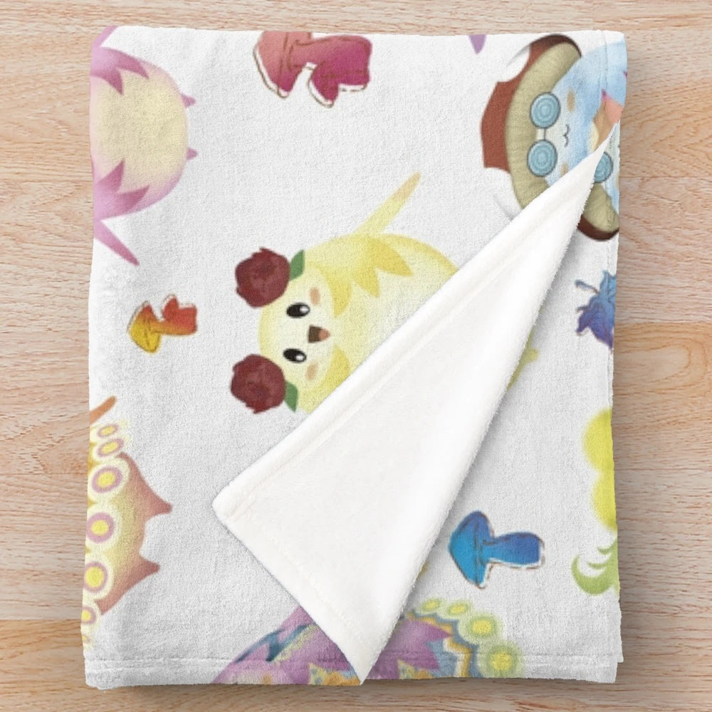 Nopon pattern plush blanket with colorful, nature-inspired design