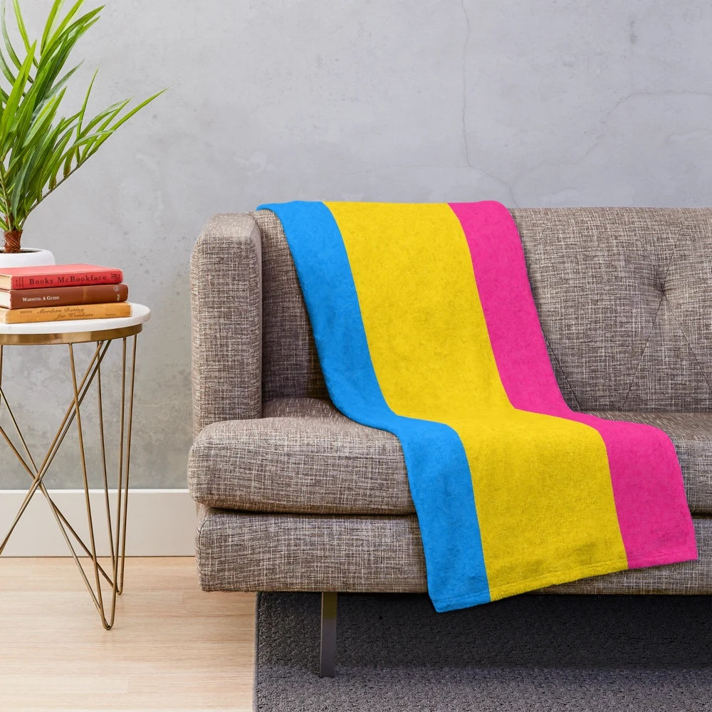 Pansexual pride flag colored plush blanket