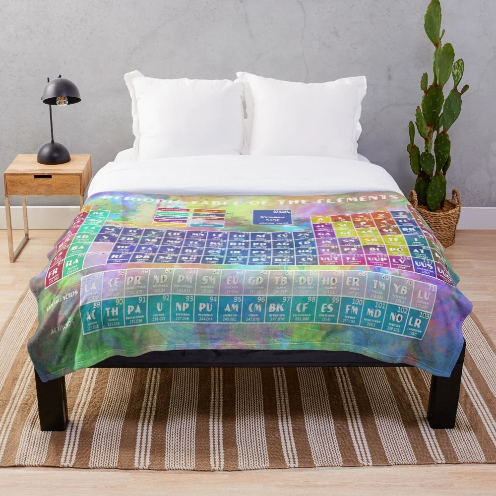 Periodic table of elements 6' plush blanket with watercolor design