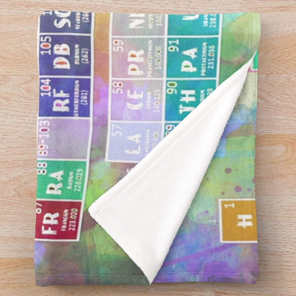 Periodic table of elements 6' plush blanket with watercolor design