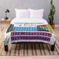 Periodic table of elements plush blanket with colorful elements