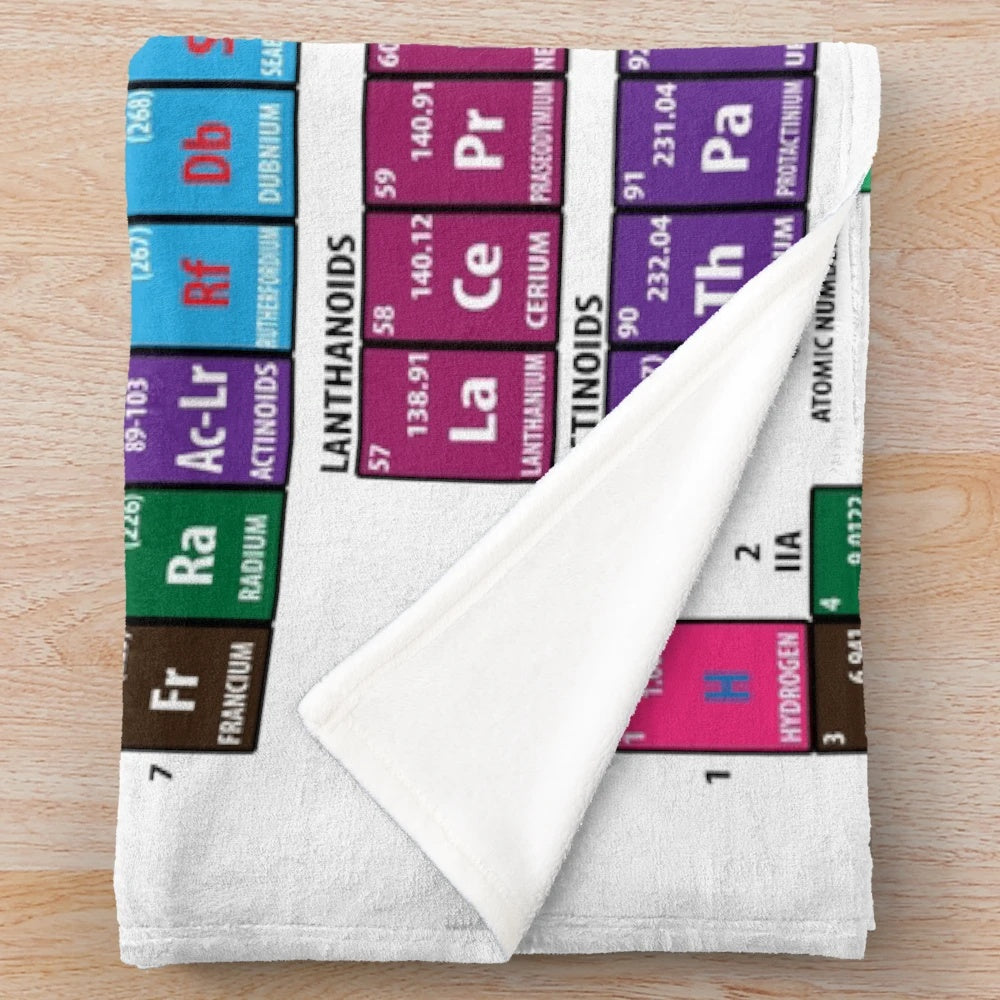 Periodic table of elements plush blanket with colorful elements