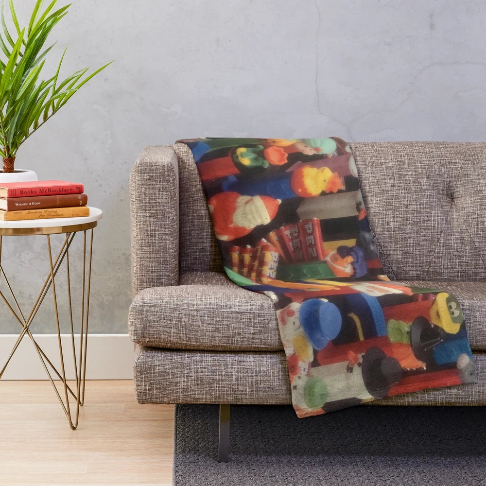 Pez candy inspired colorful plush blanket