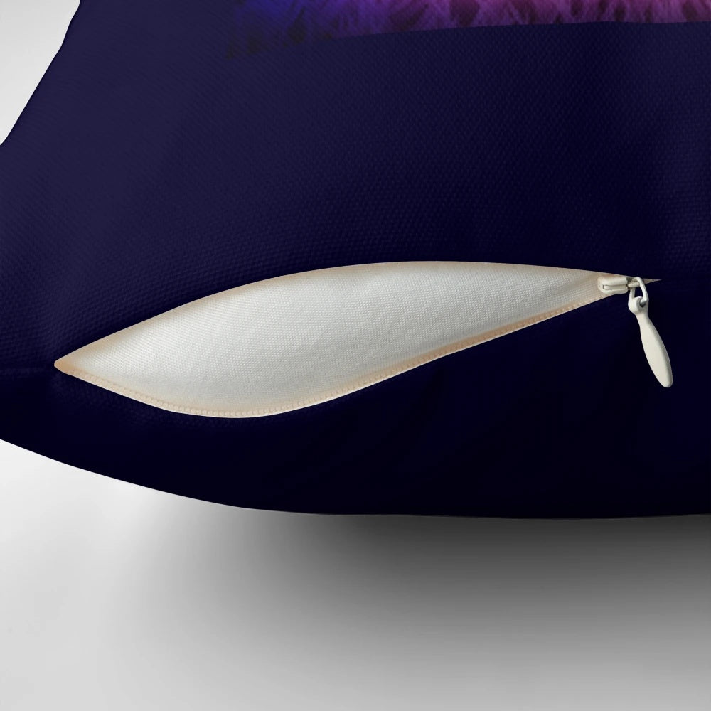 Vibrant throw pillow featuring a kitty cat in a grassy field with a pinhole filter effect