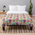 Vibrant pinkfong plush blanket with cute cartoon characters