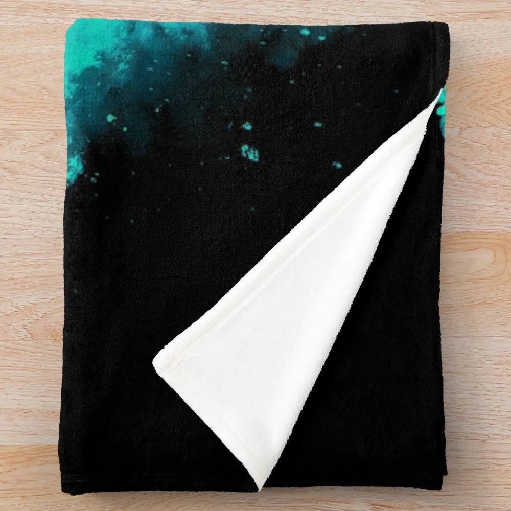 Colorful plush blanket with airbender silhouette design