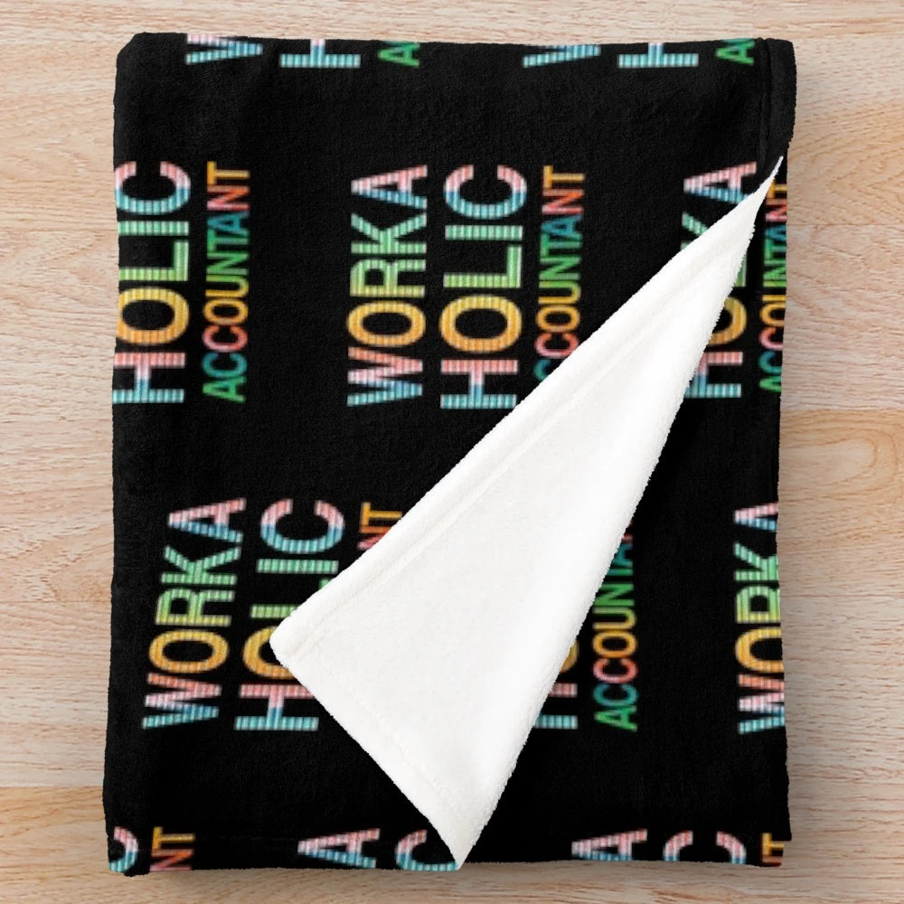 Colorful plush blanket with accounting and CPA-themed design