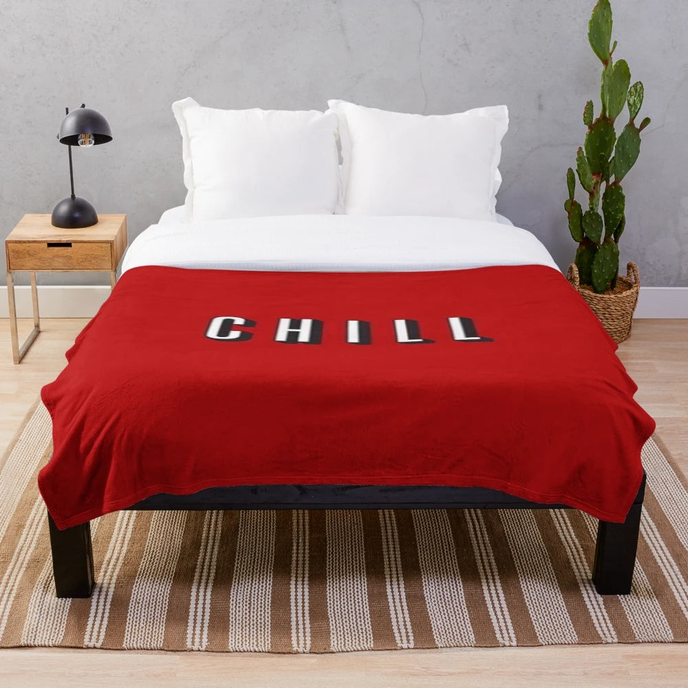 Colorful plush blanket with a Netflix and chill design