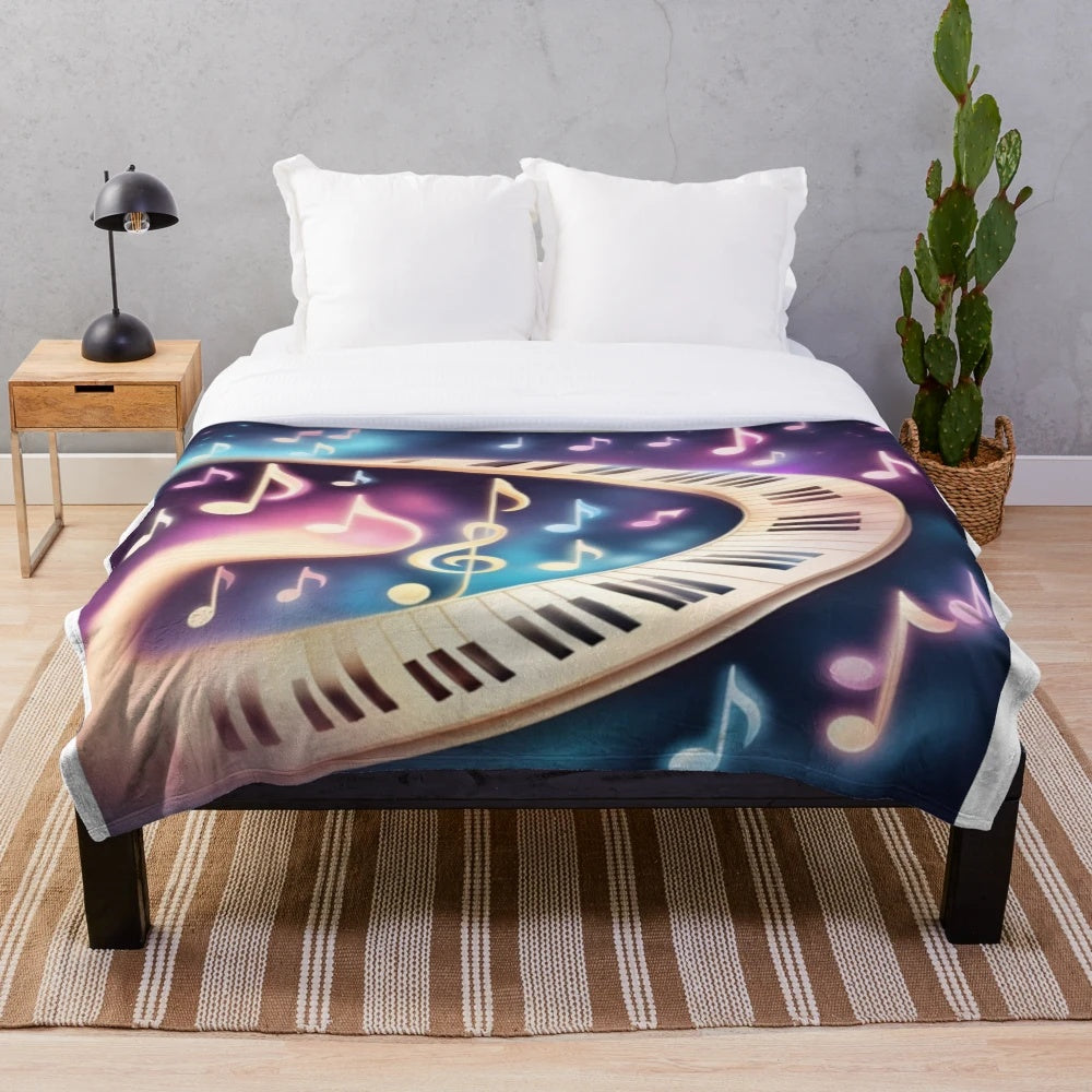 Colorful SpaceMusic Plush Blanket
