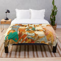 Colorful plush blanket featuring graphics and imagery inspired by the Glass Animals album "How to Be a Human Being