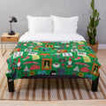 Colorful plush blanket featuring a vibrant pattern inspired by the French film Amélie