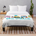Plush blanket featuring Leo the Truck, Lifty, Scopp, and other construction vehicle characters