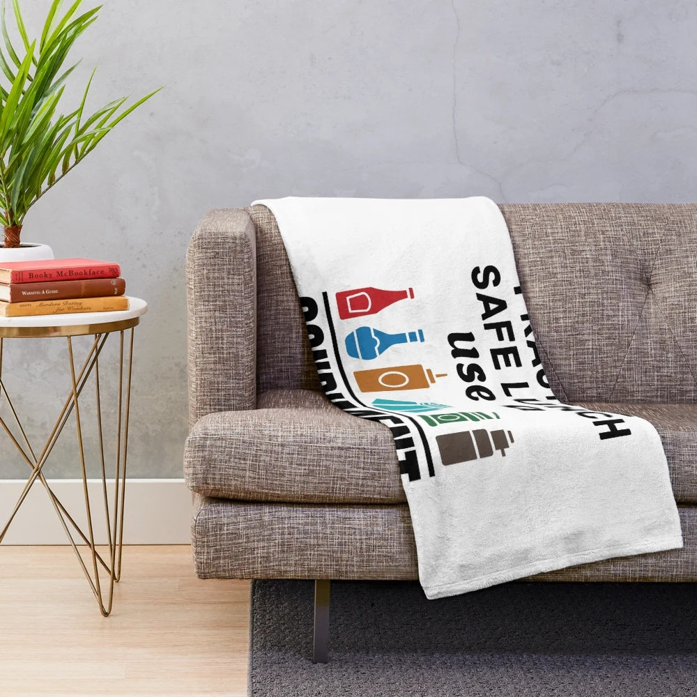 Funny lunch lady plush blanket with condiment pun design