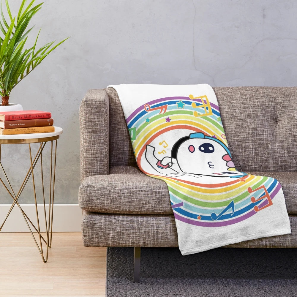 Colorful plush musical unicorn blanket