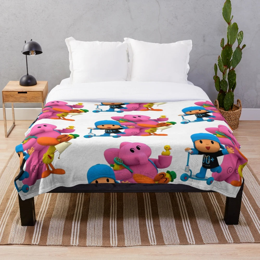Soft and cozy pocoyo-themed plush blanket