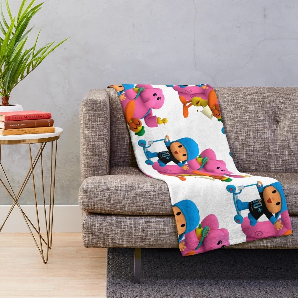 Soft and cozy pocoyo-themed plush blanket