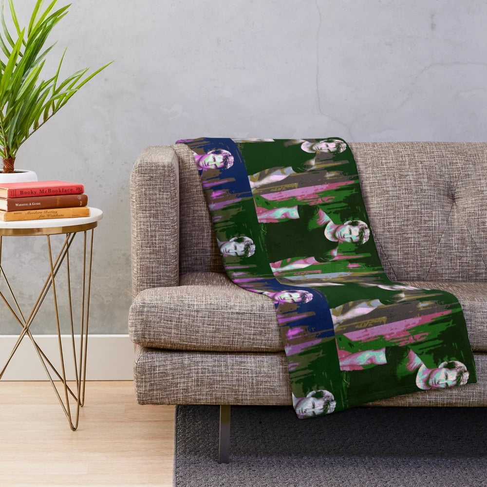 Vibrant pop art style blanket featuring a portrait of iconic actor Tom Cruise