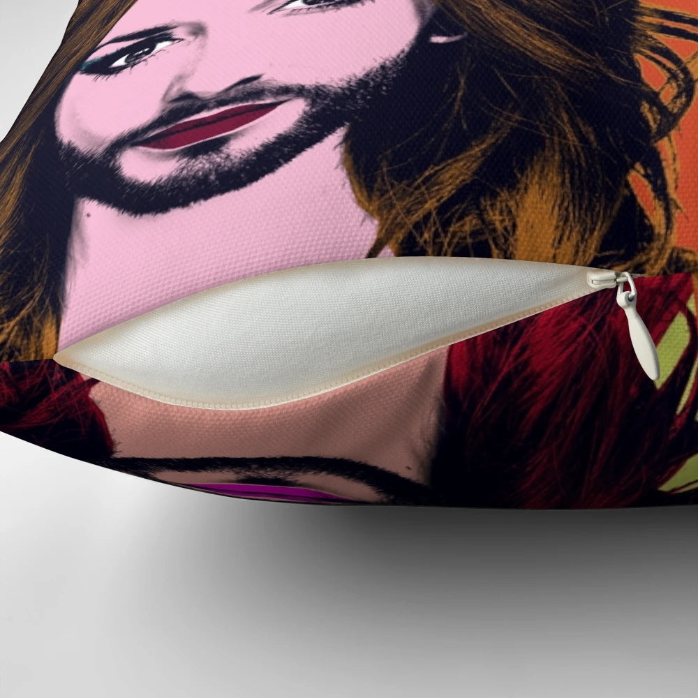 Vibrant pop art style portrait of Conchita Wurst, the iconic Eurovision drag queen