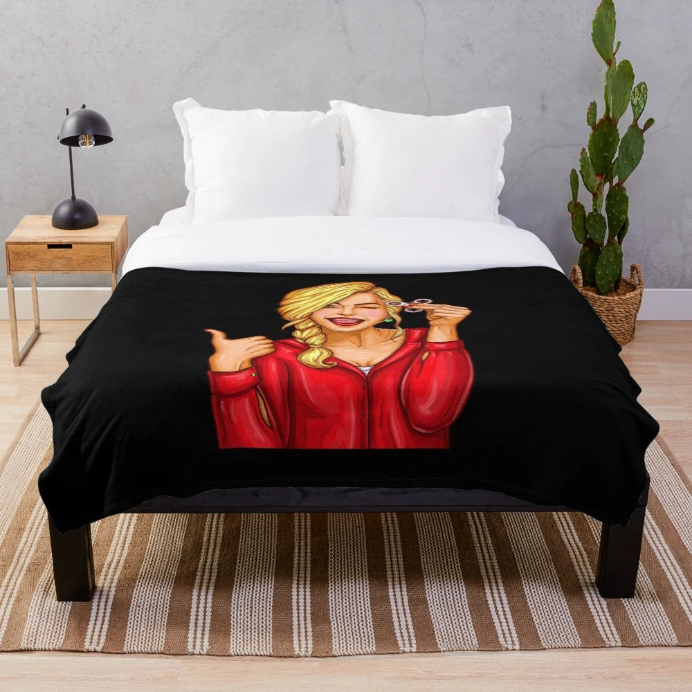 Colorful pop art woman fidgeter design plush blanket