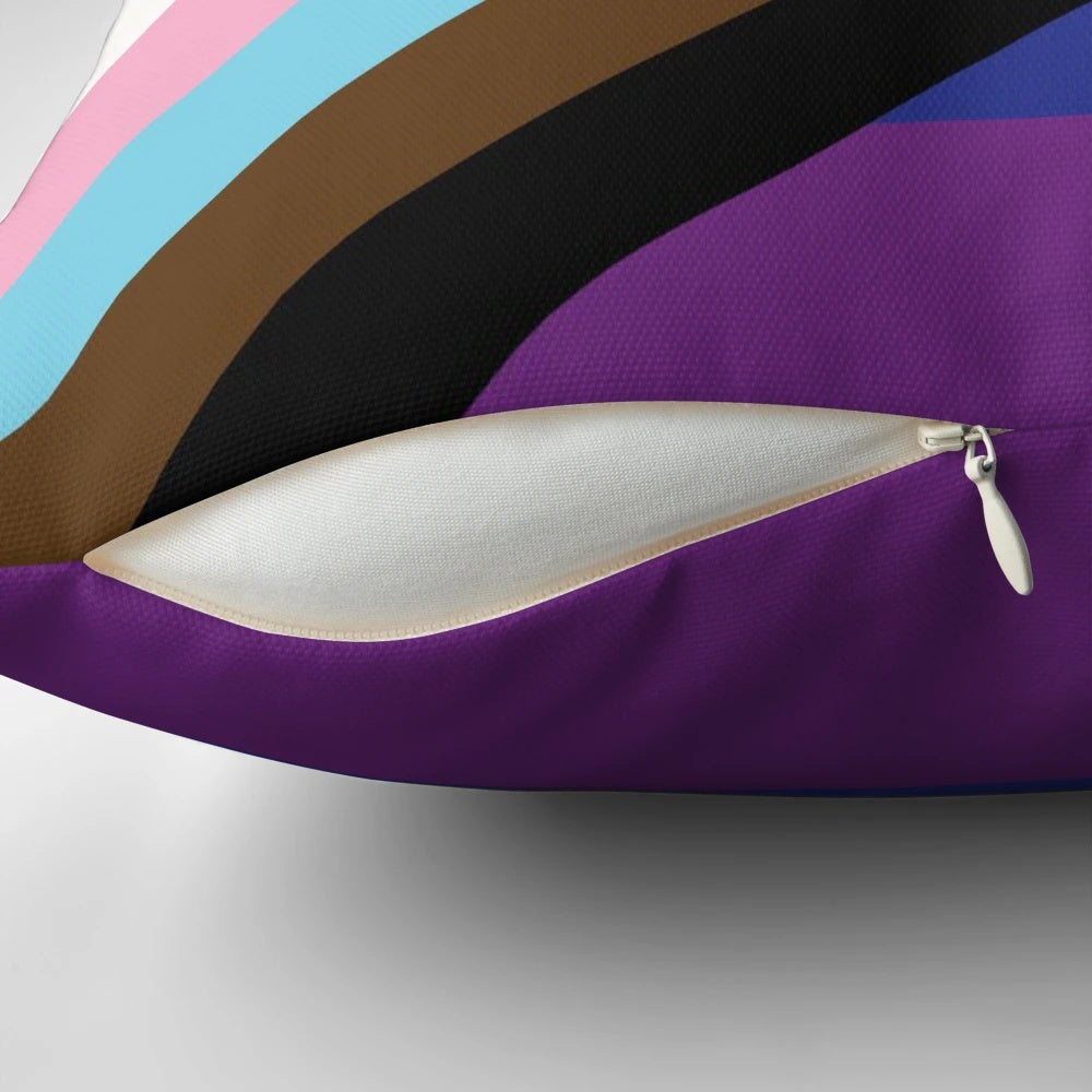 Vibrant rainbow-colored LGBTQ+ pride flag pillow
