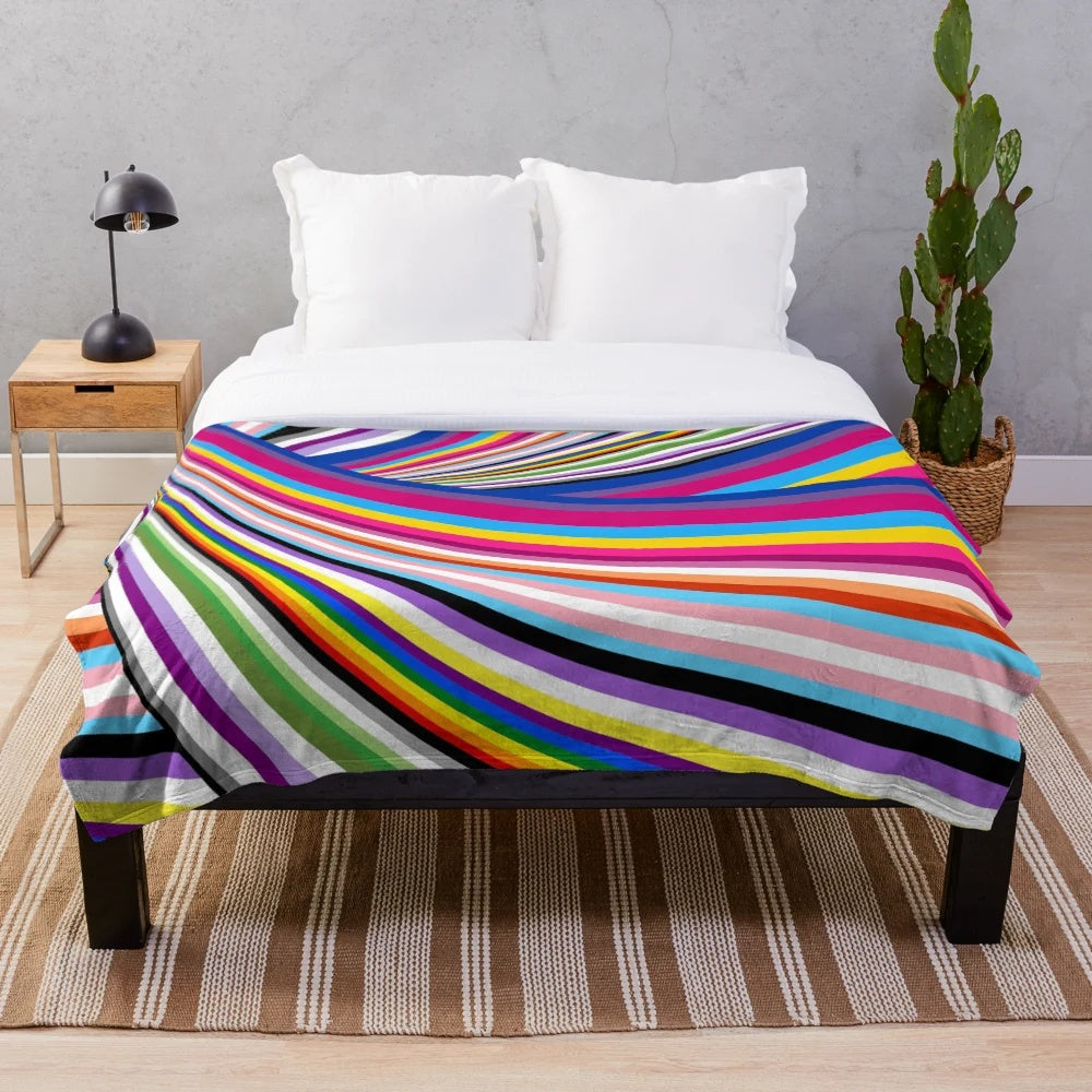 Colorful pride flags plush blanket with rainbow design