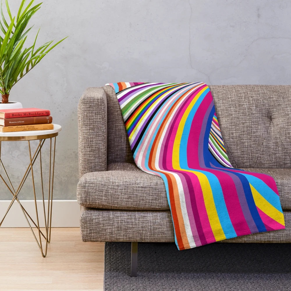 Colorful pride flags plush blanket with rainbow design