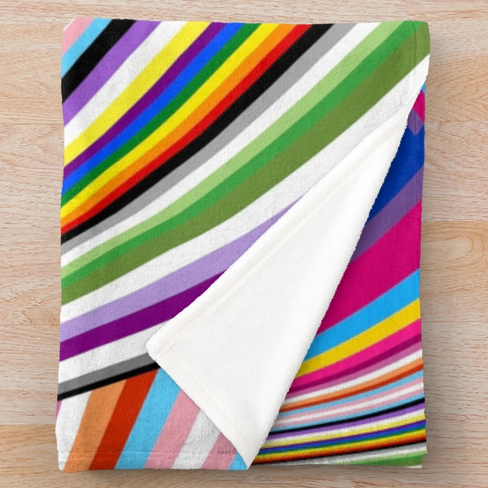 Colorful pride flags plush blanket with rainbow design