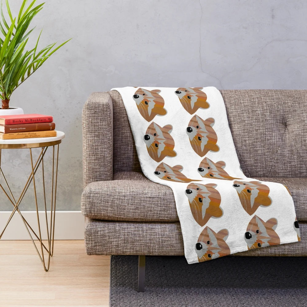 Colorful raccoon plush blanket with legendary animal art design