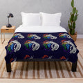 Vibrant rainbow-colored dragon plush blanket