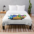 Colorful plush blanket featuring characters from the popular Roblox game Rainbow Friends