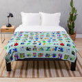 Vibrant rainbow-themed plush blanket featuring all the beloved Rainbow Friends characters