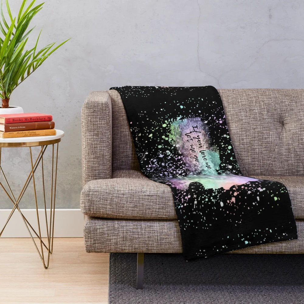 Colorful rainbow splatter paint pattern plush blanket