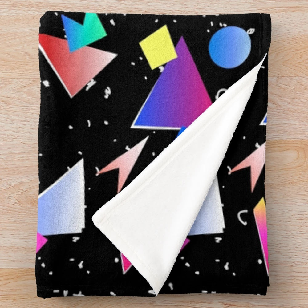 Colorful retro geometric pattern plush blanket