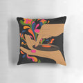 Colorful retro-style pillow featuring a psychedelic record player design