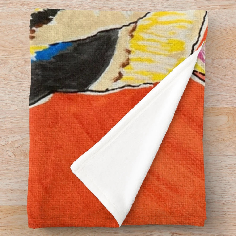 Colorful Skittles-Inspired Plush Blanket with Whimsical Pet Portrait