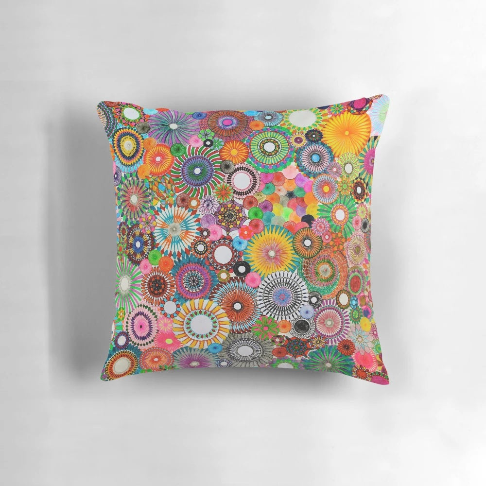 Vibrant and abstract spirograph pattern decorative pillow cover