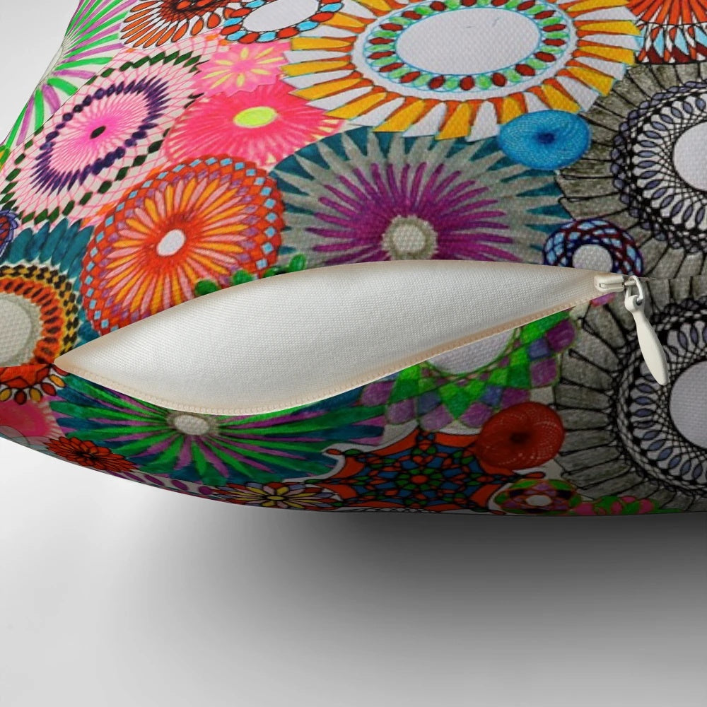 Vibrant and abstract spirograph pattern decorative pillow cover