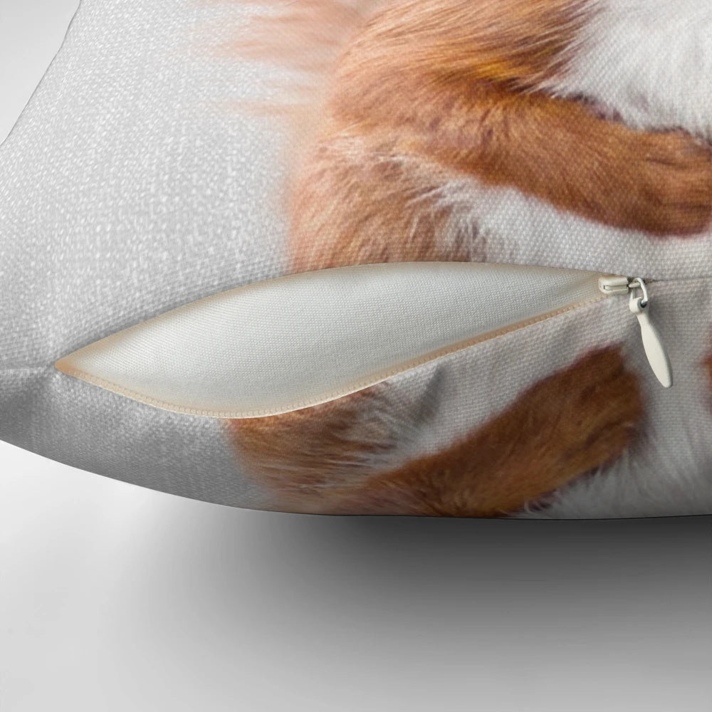 Vibrant, whimsical pillow featuring a colorful squirrel design, perfect for children's spaces.
