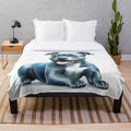 Blue Staffordshire Terrier dog portrait in watercolor style on plush blanket