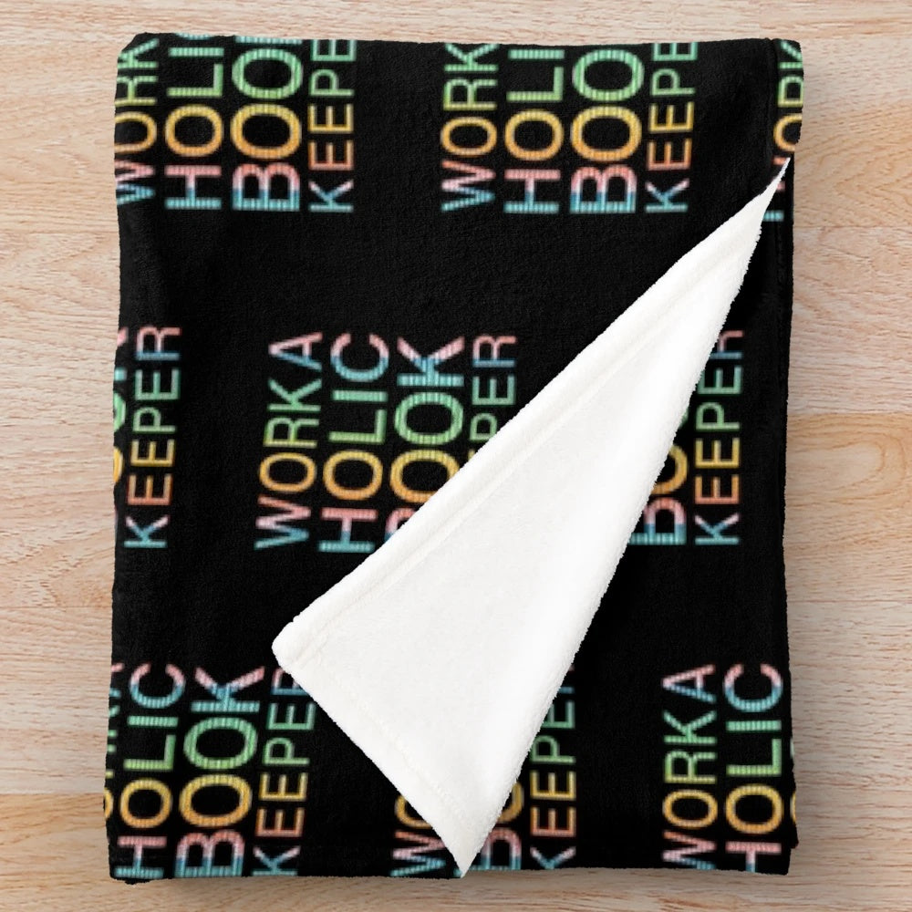 Multicolor striped plush blanket with a typographic design, perfect for bookkeepers and accountants