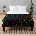 Colorful Tesla-inspired plush blanket with rainbow design