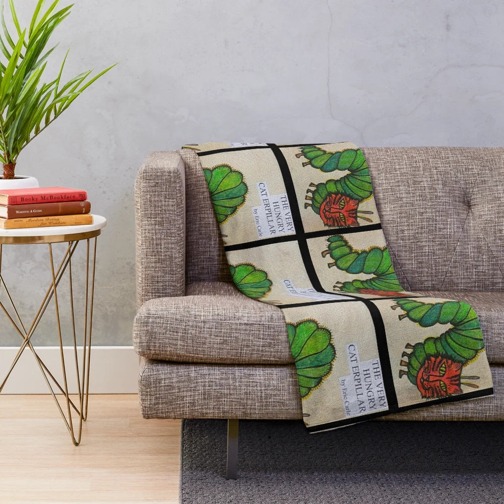 Colorful plush blanket featuring The Very Hungry Caterpillar book character