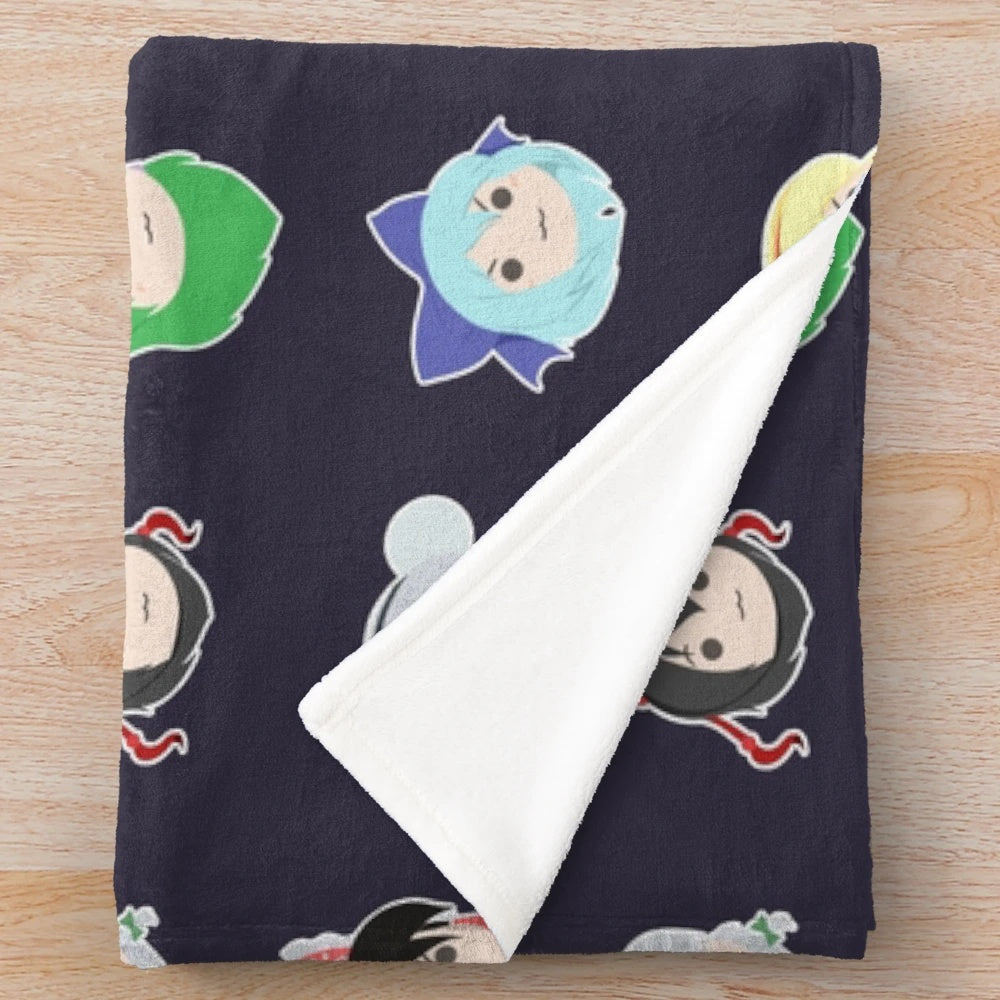 Colorful Touhou project-themed plush blanket with transparent design