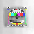 Vibrant TV-themed pillow with an analog television design