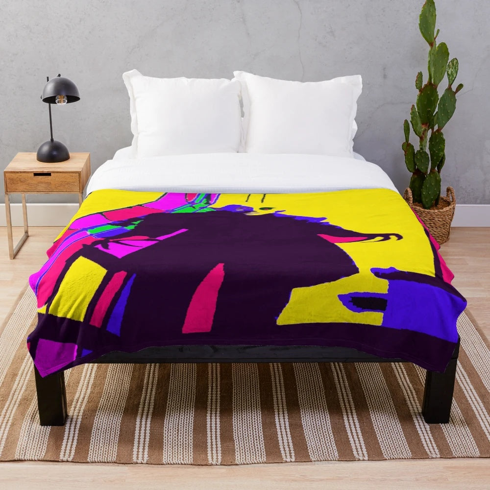 Colorful vampire pop art design on a soft, plush blanket