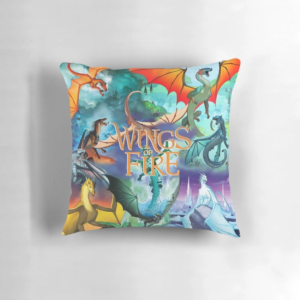 Vibrant dragon-themed pillow inspired by the Wings of Fire book series