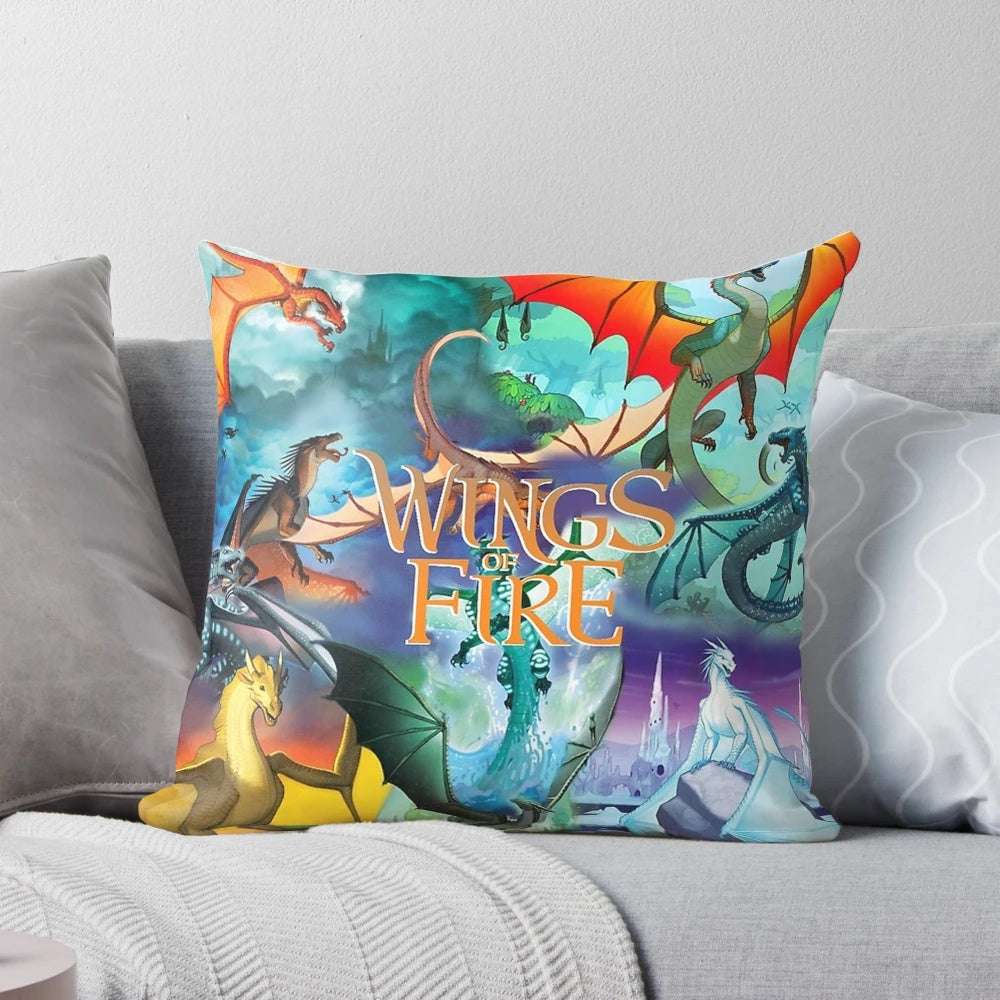 Vibrant dragon-themed pillow inspired by the Wings of Fire book series